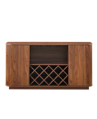 58" Modern Wavy Curve Sideboard - Multifunctional Storage Cabinet with Wine Rack