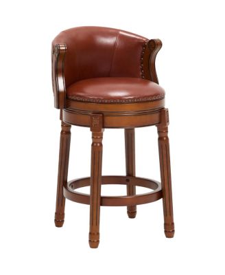 Cow top Leather Wooden Bar Stools, 360 Swivel Bar Chair with Backs