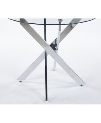 1+4,5pcs Dining Set, Metal Leg Table, Mid-century Glass Top Table