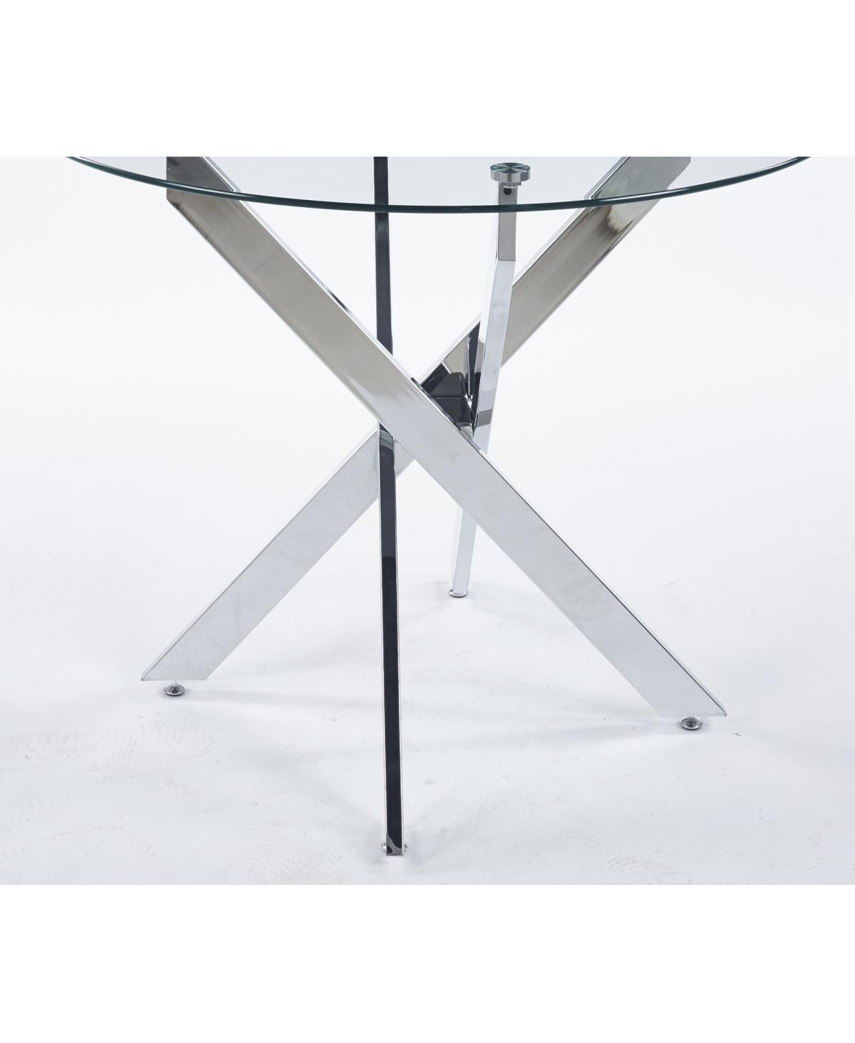 Streamdale Furniture 1+4,5pcs Dining Set, Metal Leg Table, Mid-century Glass Top Table