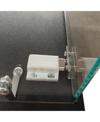 Modern Glass Display Cabinet with Drawer & LED Lights