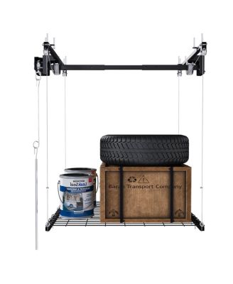 Overhead Garage Storage Rack 4x4 FT, 250LBS Capacity, All-Steel, Safety Lock