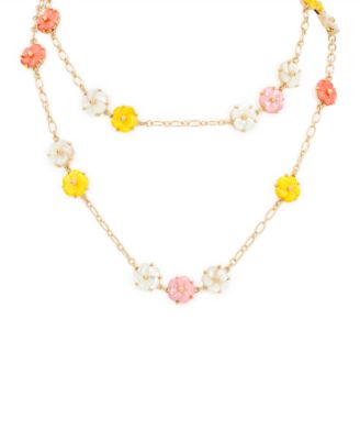 Gold-Tone Raffia Collection Flower Station Necklace