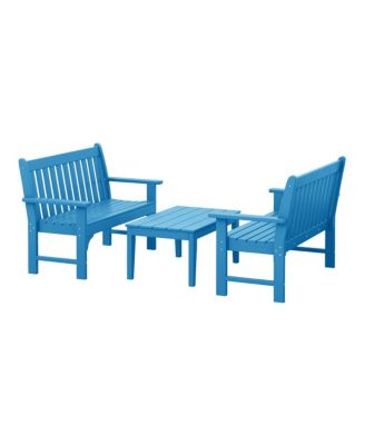 3-Piece HDPE Outdoor Patio Furniture Couch and Coffee Table Set