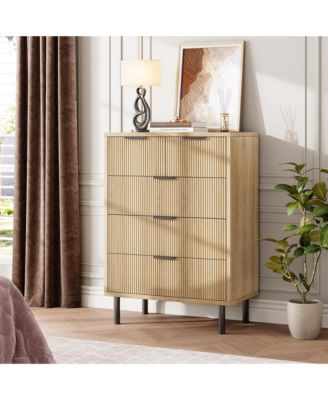 Wave Fluted 5 Drawer Dresser, 38'' Tall Chest of Drawers with Anti-Tipping Device