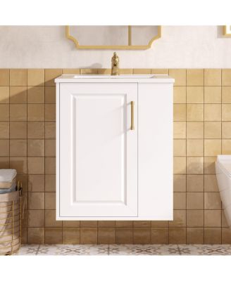 20" Wall Mounted Bathroom Cabinet with Side Cabinet Combo, Bathroom Cabinet with Soft-Closing Door, Modern Bathroom Vanity with Sink.