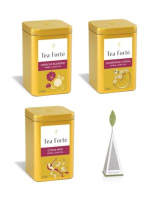Loose Tea Bundle with 3 Loose Tea Canisters and Stainless Steel Infuser, 4-Pc.
