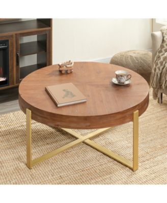 Modern Retro Round Coffee Table, Gold Legs