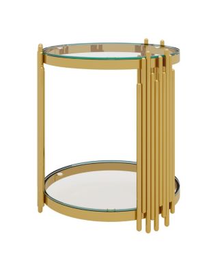 Living Room Table Set: 3-Piece Round Glass & Gold Metal Tables