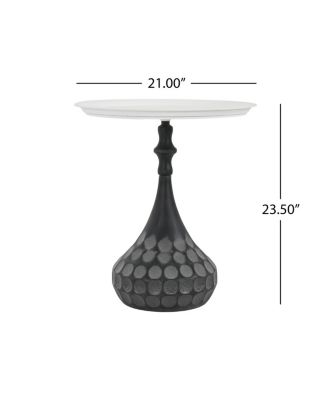 Streamdale Accent Metal Coffee Table, Pedestal, Hand-hammered, White+Black