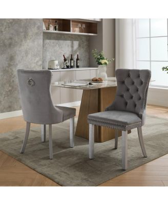 Nikki Collection Modern Velvet Dining Chair Set (2-Pcs)