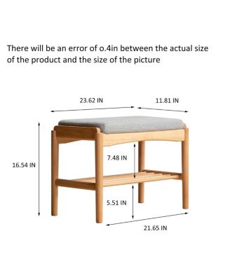  Solid Wood Shoe Bench with Cushion