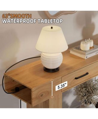 63-Inch Natural Console Table for Entryway, Hallway, Living Room