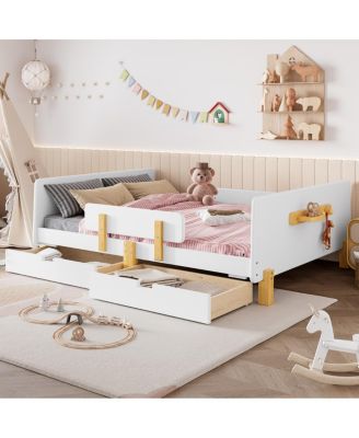 Full Size Platform Bed with Storage, Solid Wood Frame, No Box Spring Needed