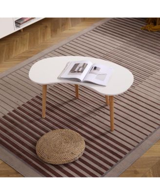 Streamdale Nut Shape Coffee Table with Solid Wood Legs, 35x21 Inches