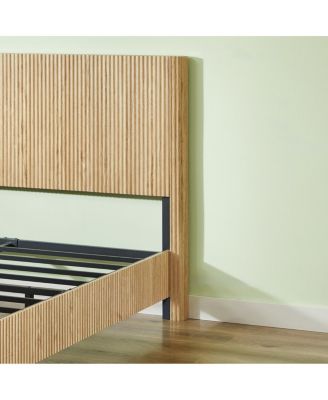 Queen Size Wooden corrugated curved lines, No Box Spring Needed