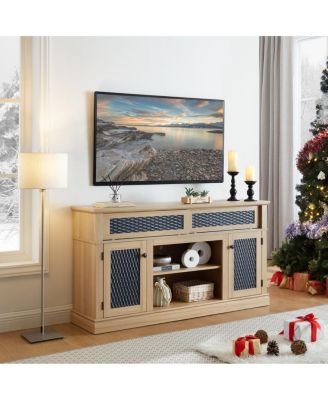 Streamdale Embossed Pattern TV Stand, Media Console w/ Storage, Sliding Door,   58.27"W