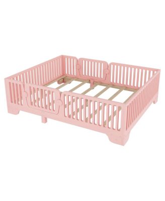 Full Floor Bed with Slats and Fence, Montessori Style