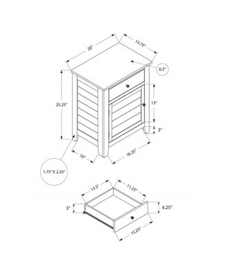Antique Blue Transitional Nightstand with Storage Drawer, 25" H
