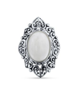  Oval Cabochon Moonstone Full Finger Statement Ring Sterling Silver