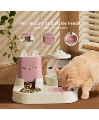 Large Capacity Automatic Pet Feeder and Waterer, 2200ML Water &1800ML Food, Smart Timer