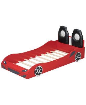 Wood Race Car Twin Bed with LED