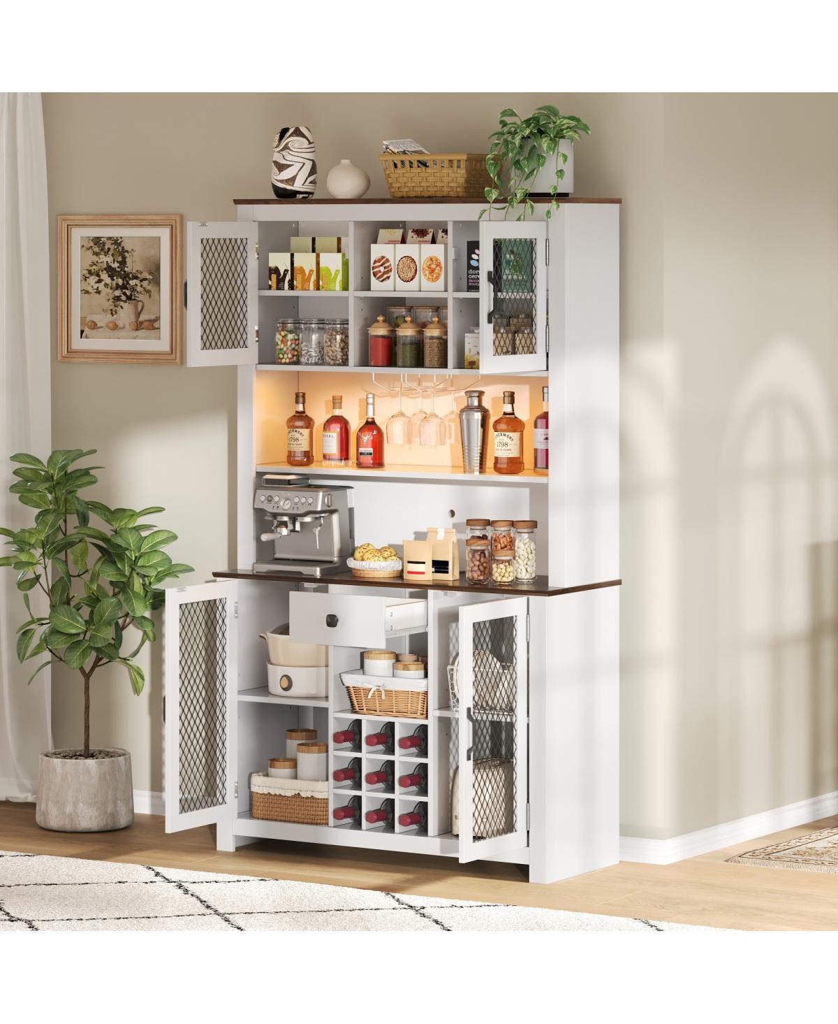 Streamdale Furniture Rustic 70.9" Kitchen Pantry Storage Cabinet with Led