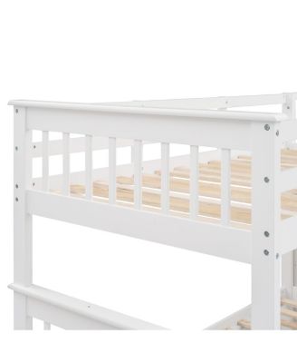 Stairway Twin-Over-Full Bunk Bed with Storage and Guard Rail