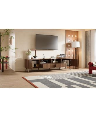 78" TV Stand for TVs up to 85", Modern Entertainment Center with Soft-Close Doors, Walnut