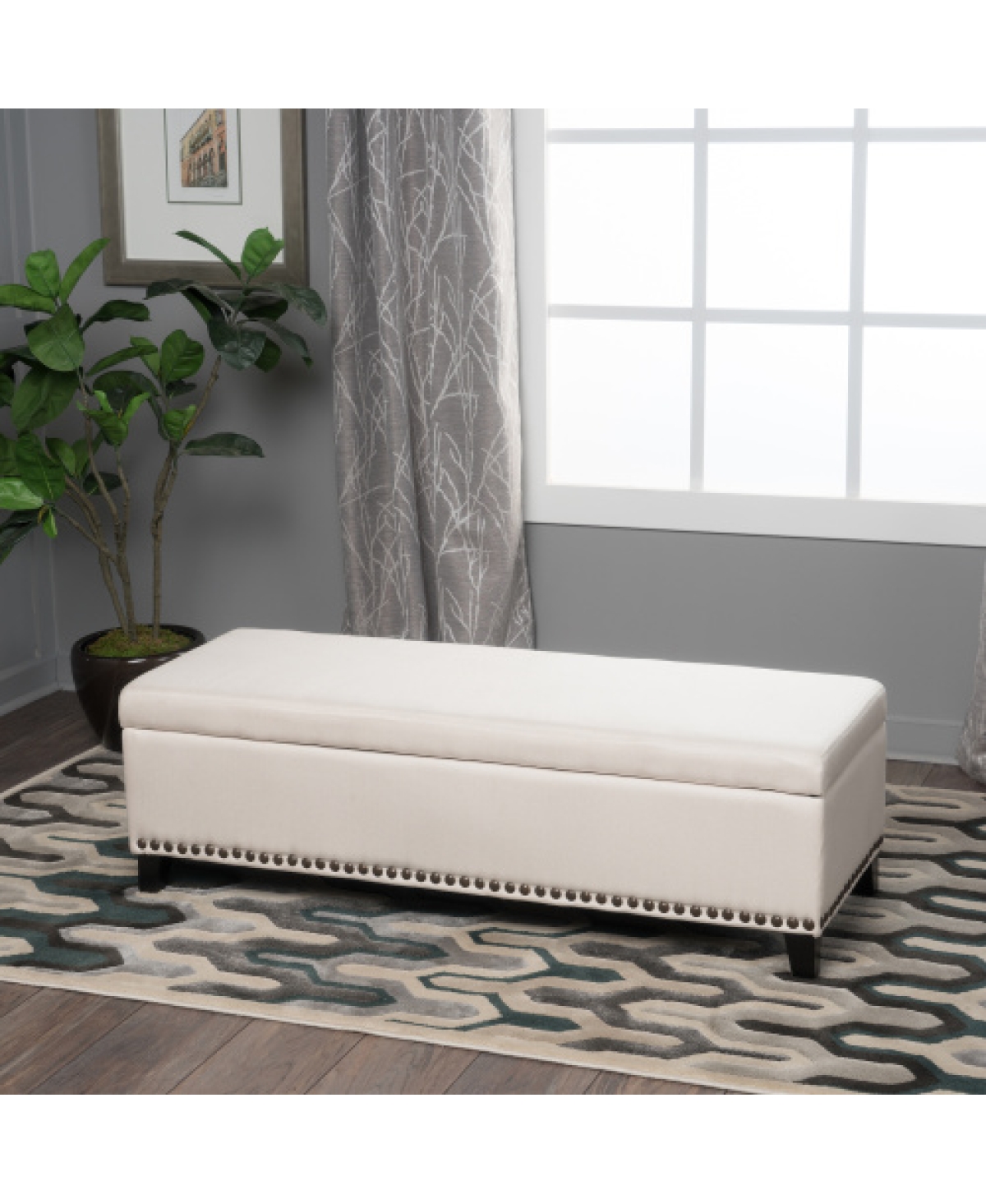 Streamdale Furniture Streamdale Storage Ottoman Bench with Safety Hinge and Button Tufting