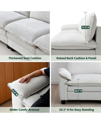 Living Room Furniture Sofa Luxury Couch with Ottoman Soft Chenille Upholstered L Shape Sofa
