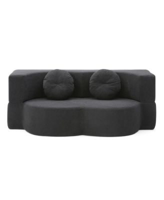 Streamdale 2-in-1 Folding Sofa Bed with Pillow, Twin Sleeper Sofa, Black