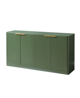 59-inch Modern Wavy Sideboard, Curved Contour 4-Door Storage Cabinet, Green