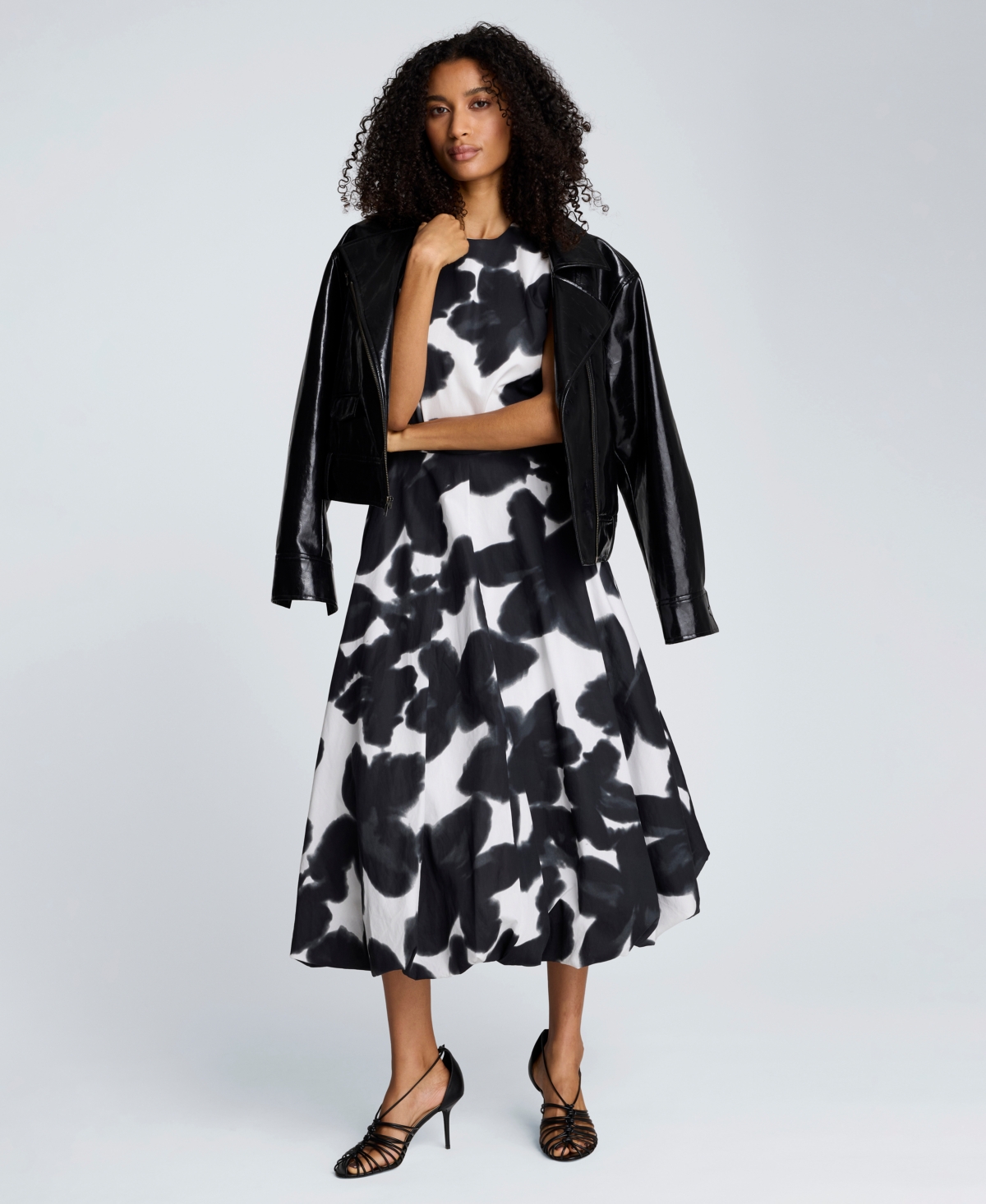 Kenneth Cole Women's Bubble Hem Crewneck Midi Dress