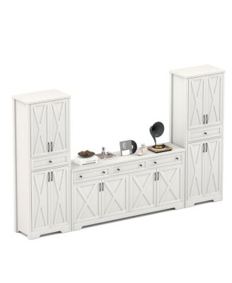 TV Cabinet Set: Multifunctional Wall Unit with 2 Sideboards