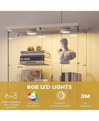 Streamdale Glass Display Cabinet with LED Lights, Locking Door, White