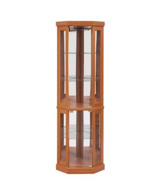 Lighted Corner Curio Cabinet - Display Case for Living Room, Collectibles, Wine & Bar