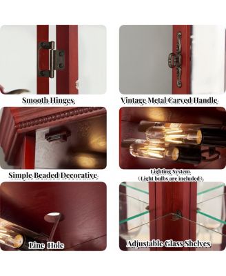Lighted Corner Curio Cabinet - Glass Display Shelf, Tempered Glass Doors, Adjustable Shelving