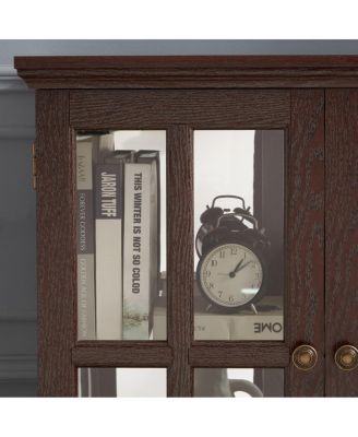 LED Curio Display Cabinet with Adjustable Shelves & Lattice Doors