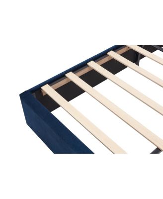 Queen Velvet Bed Frame with Wingback Headboard, No Box Spring Needed