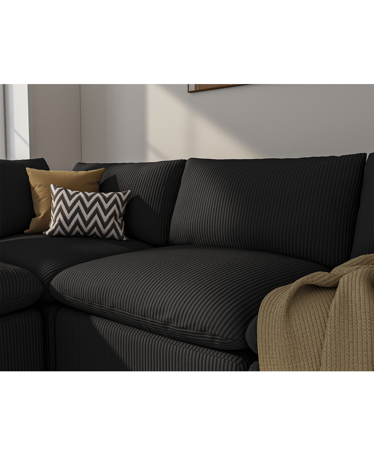 Streamdale Furniture Streamdale Modular Oversized Corduroy Sectional Sofa Couch with 2 Pillows