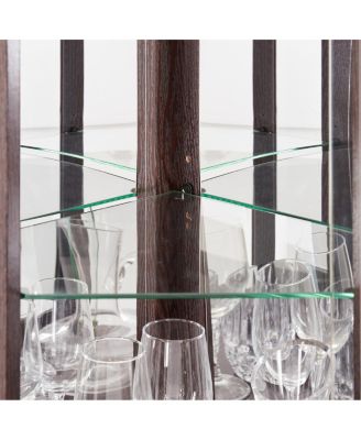 Streamdale Corner Glass Lighted Curio Display Cabinet for Living Room, Wine, Bar Storage, Dark Cherry