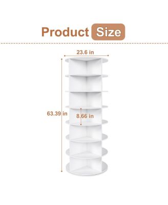 Rotating Shoe Rack Tower, 7-Tier Spinning Storage Organizer (White