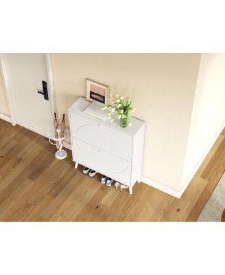 Streamdale  Furniture Space-Saving Tipping Bucket Storage Cabinet with Carved Details