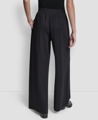 Women's Straight-Leg Pleated Pinstripe Pants