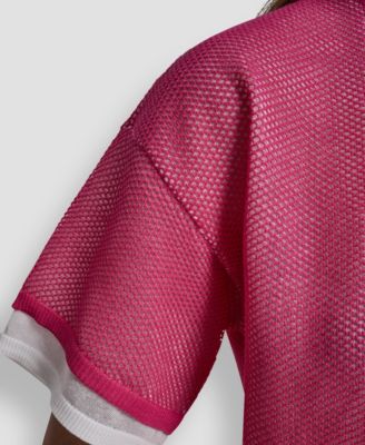 Women's Short-Sleeve Boxy 2-Layer Mesh Sweater