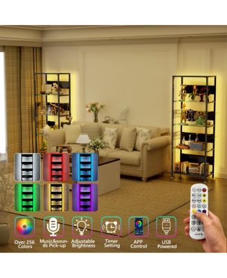 4-Tier Glass Display Shelf with RGB Lights & Adjustable Storage