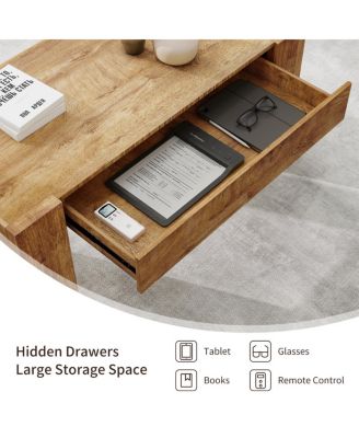Farmhouse Coffee Table with Hidden Storage Drawer
