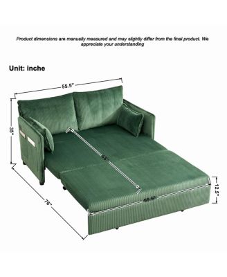 55" Convertible Sofa Bed with USB Ports