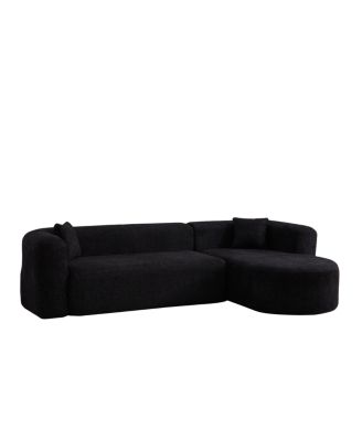 Streamdale Luxury Modern Curved Sectional Sofa, Chenille Fabric, Right Chaise Black